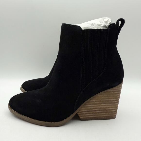 Toms Womens Noa Ankle Boots US 5 EU 35.5 Black Suede Pull On NIB - Picture 8 of 12
